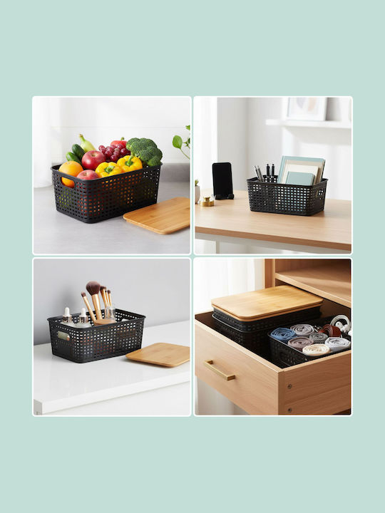 Relaxdays Coș De Depozitare Din Bambus Cu Capac Multicolor 10.5x25.5x18cm