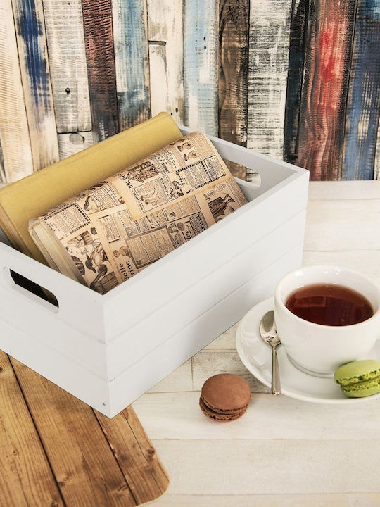 Orion Bamboo White Storage Basket 26x16x11cm