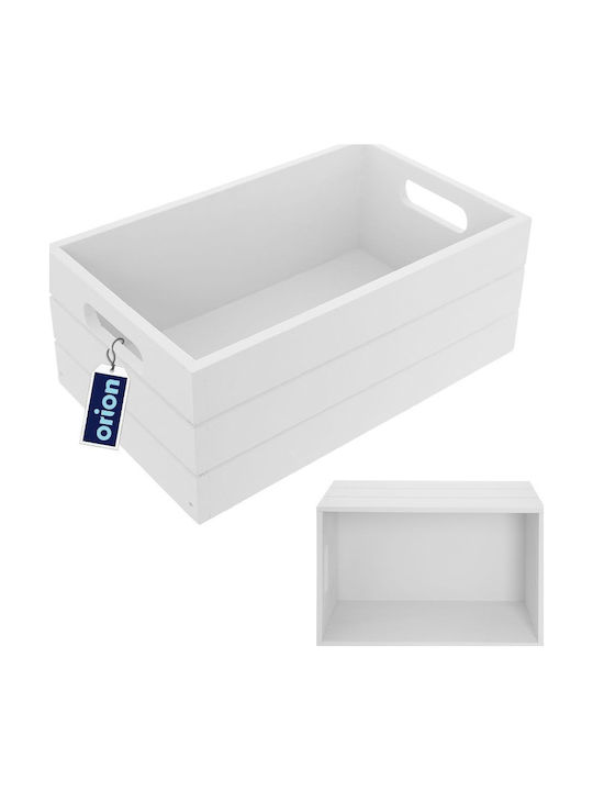 Orion Bamboo White Storage Basket 26x16x11cm