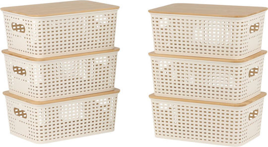 Relaxdays Aufbewahrungskorb Bamboo mit Deckel Mehrfarbig 10,5x25,5x18cm