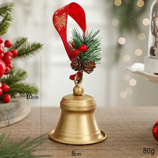 Clopoțel Metalic Flippy Pentru Bradul De Crăciun Decorativ Fundă Ramură De Pin Decorațiune De Crăciun 10 X 8 X 8 Cm Auriu