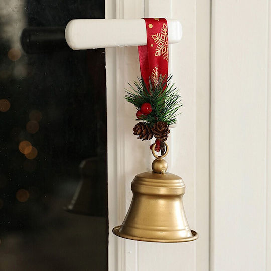 Clopoțel Metalic Flippy Pentru Bradul De Crăciun Decorativ Fundă Ramură De Pin Decorațiune De Crăciun 10 X 8 X 8 Cm Auriu