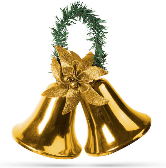Christmas Decoration Golden Bells Bow 23 Cm
