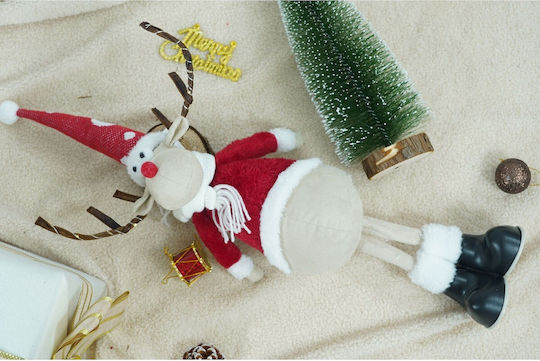 Christmas Reindeer Ornament Alista Home Red White Textile 55 Cm