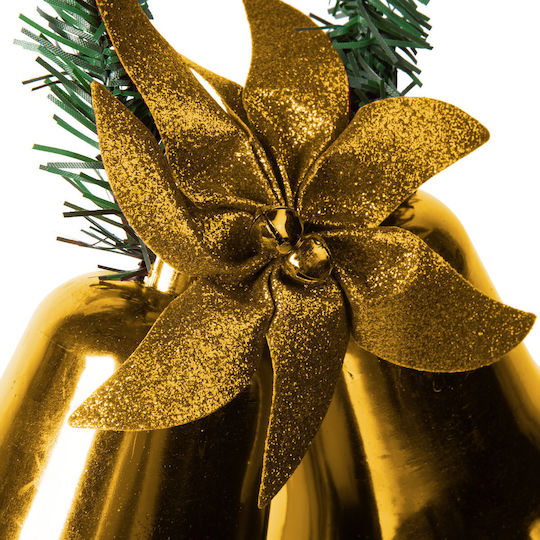 Christmas Decoration Golden Bells Bow 23 Cm