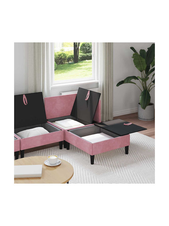 Ecksofa Samt mit Stauraum Rosa 210x140x82cm