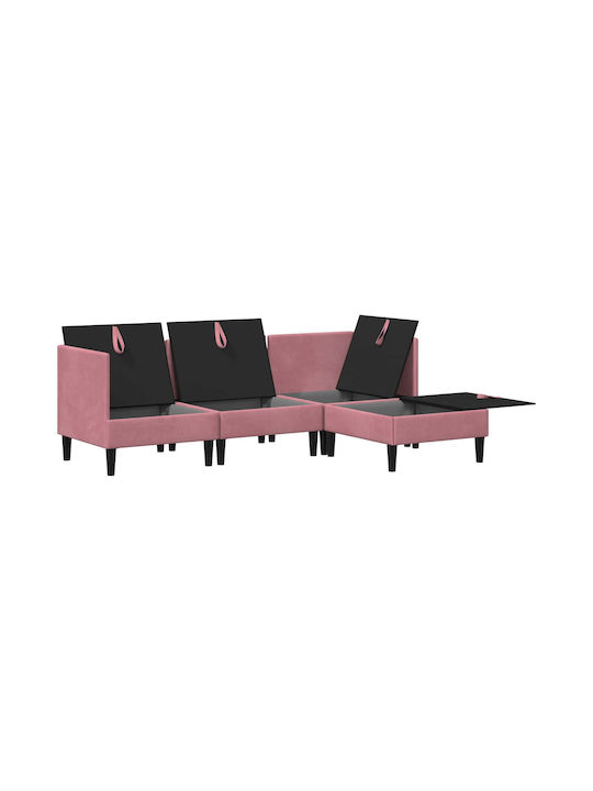 Ecksofa Samt mit Stauraum Rosa 210x140x82cm