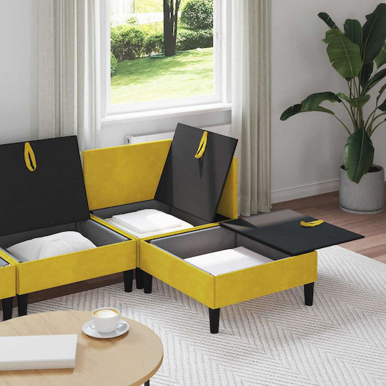 Ecksofa Samt mit Stauraum Gelb 210x140x82cm
