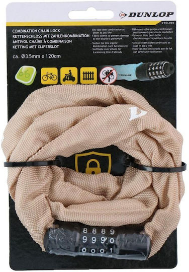 Dunlop Lacăt Bicicletă Tip Spiră cu combinație Maro