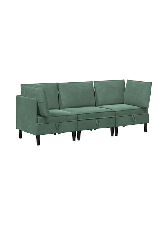 Dreisitzer Samt Sofa mit Stauraum Blau 210x70x82cm