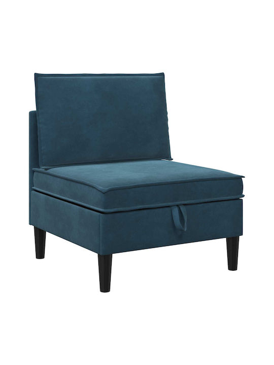 Four Seater Velvet Couch with Storage Space Blue 280x70x82cm