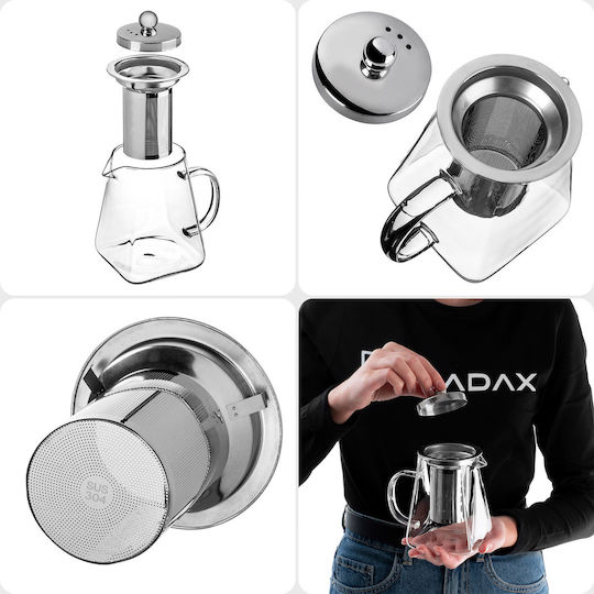 Kadax Τσαγιέρα με Φίλτρο Γυάλινη 650ml