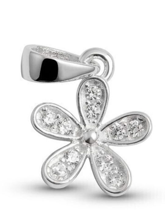 Pandantiv Argint 925 Jolie Femei Floare Model Pietre 0.5 G Design Elegant Fin Culoare Argintie
