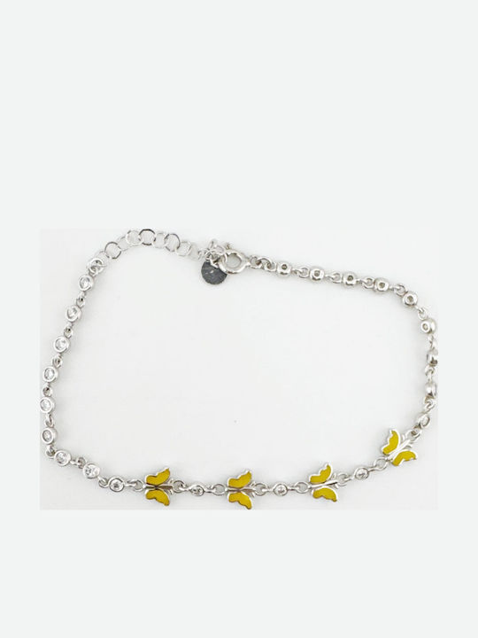 Brățară Copii Jolie Argint 925 Design Fluture Email Zirconiu 22 Cm/4.4g Argint Galben