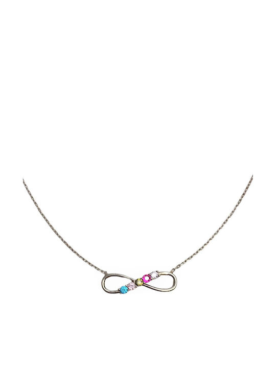 Colier Argint 925 Simbol Infinit Zirconia Multicolor 40 Cm