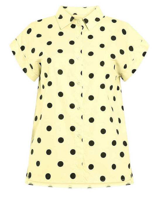 Celestino Damenhemden Baumwollhalbknopfhemd Polka Dot Gelb