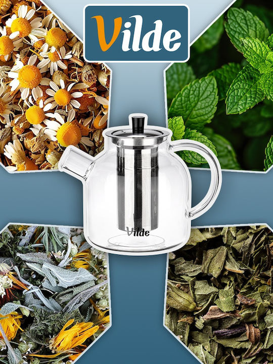 Vilde Glass Transparent Teapot with Filter 1200ml