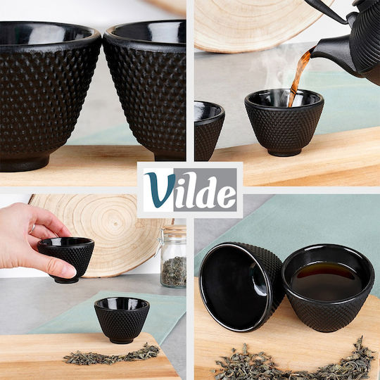 Vilde Сет Чайник с Чаша и Филтър Чугунен Черен 1000ml 4 Броя