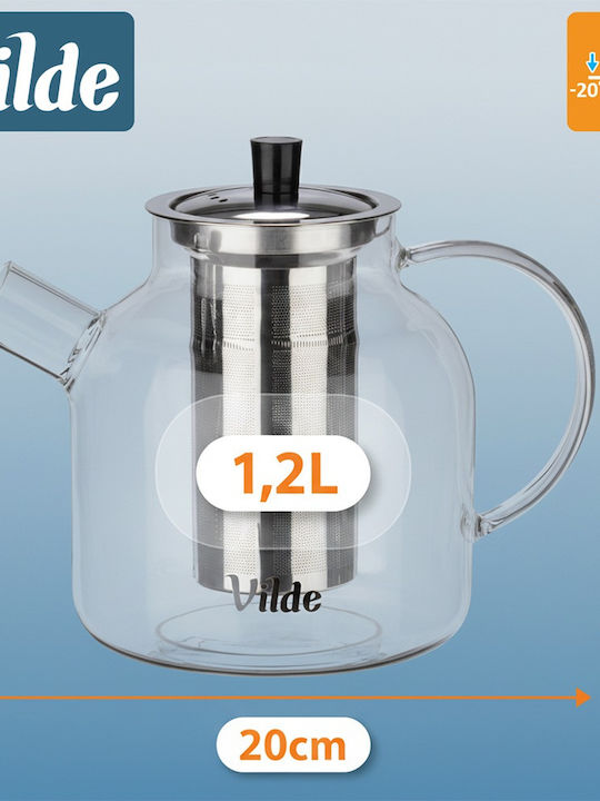 Vilde Glass Transparent Teapot with Filter 1200ml