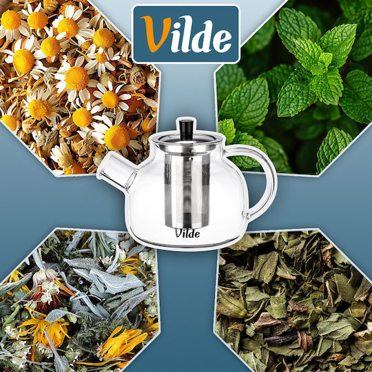 Vilde Τσαγιέρα με Φίλτρο Γυάλινη 850ml