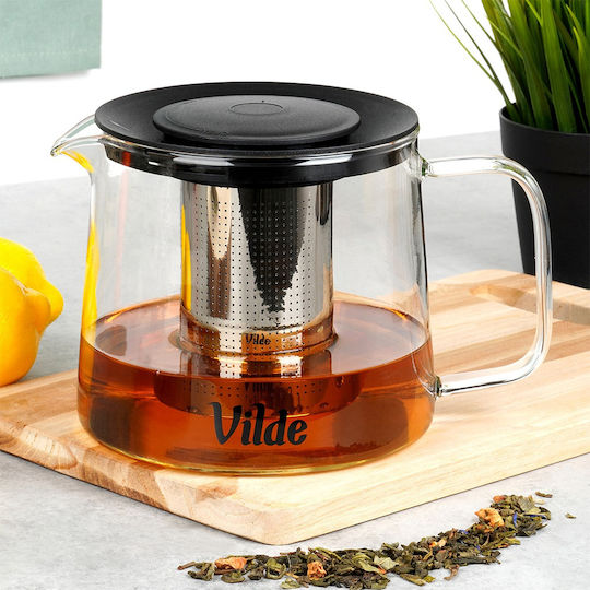 Vilde Ceainic cu Filtru din Sticlă Transparentă 1500ml