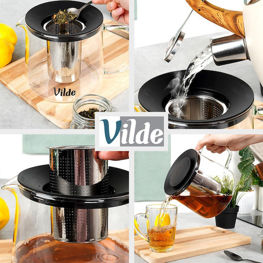 Vilde Ceainic cu Filtru din Sticlă Transparentă 1500ml
