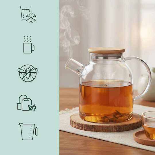 Relaxdays Teapot with Filter Glass Transparent 1800ml