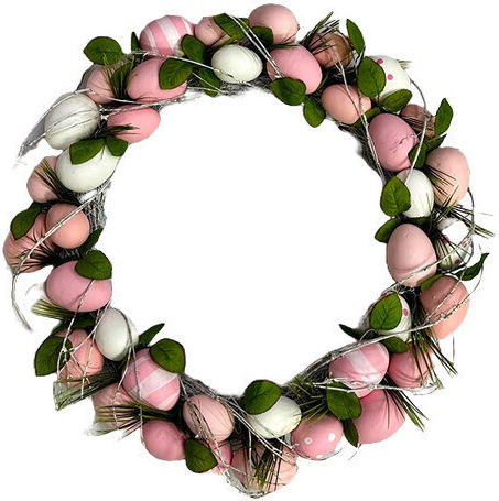 Easter Hanging Wreath Decoration Handcrafted Eggs On A Bed Natural Twigs Multicolor