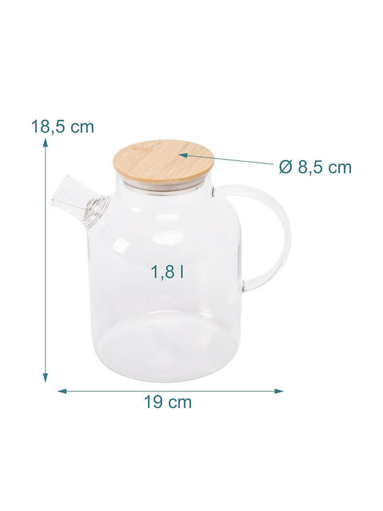 Relaxdays Ceainic cu Filtru din Sticlă Transparentă 1800ml
