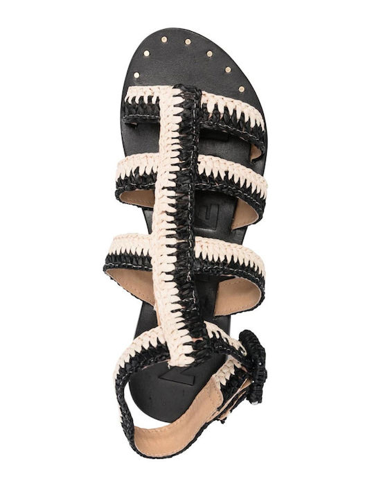 Sandale Casual Damă Gladiator Din Piele Negre