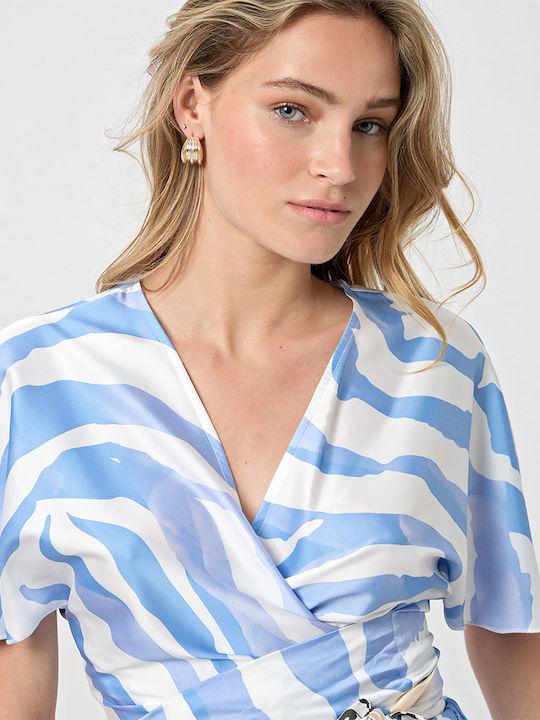 Women's Crop Top Satin Light Blue