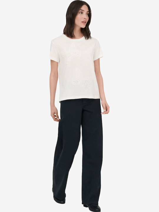 Damen Bluse Baumwolle Kurzärmelig Weiß