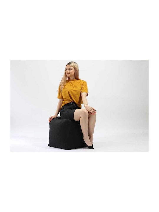 Multifunctional Bean Bag Chair Stool Dark Black 45x45x45cm