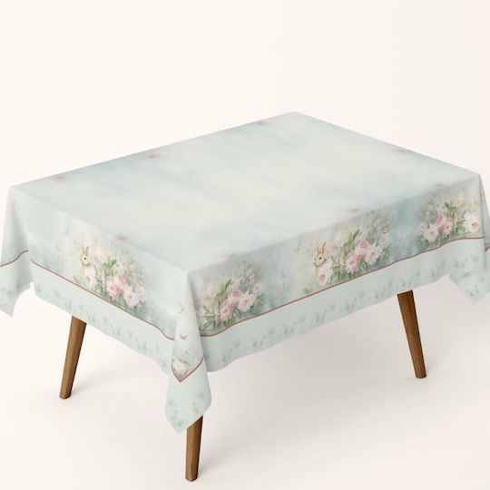 Față De Masă 100% Bumbac Model Floral Verde Mentă 140x180cm Romeo