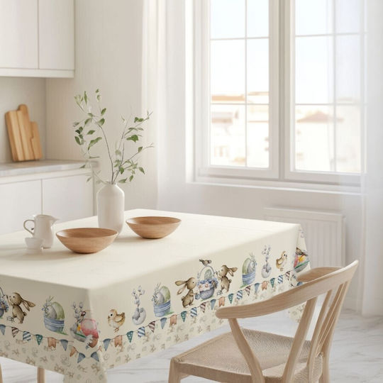 100% Cotton Tablecloth Playful Print 140x220cm Feta