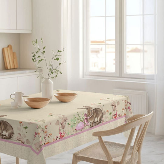 100% Cotton Tablecloth Bunnies Flowers 140x220cm Maddi