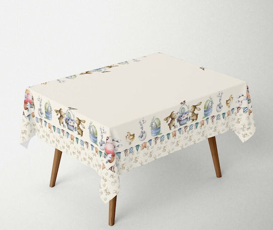 100% Cotton Tablecloth Playful Print 140x220cm Feta