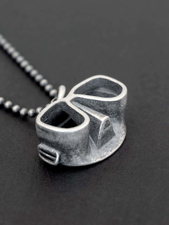Men's Pendant Mask Diving Handmade Silver 925 Chain Bead 55cm