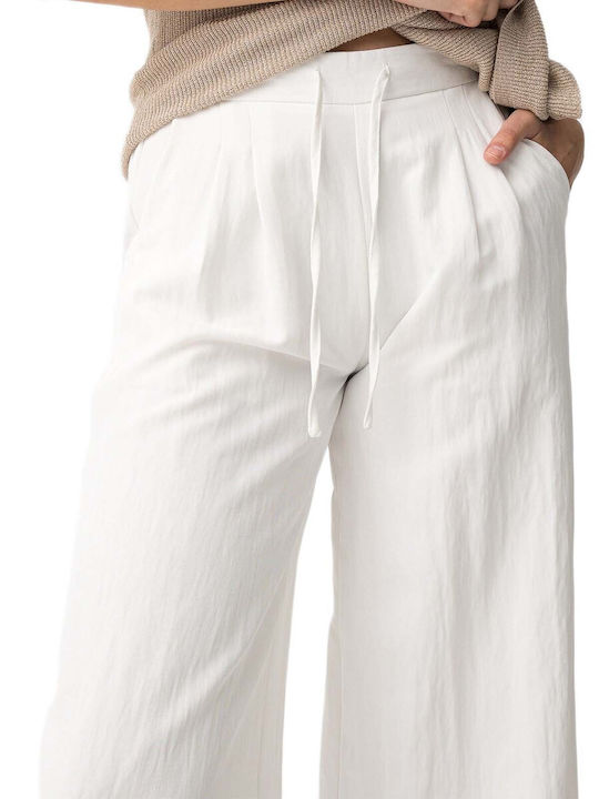Women's High Rise Pantaloons with Rubber Band White