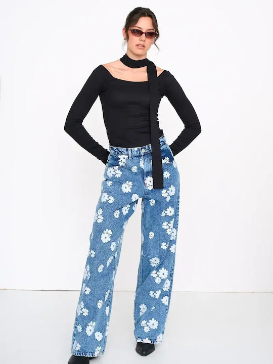 Women's Fabric Trousers in Relaxed Fit Blue