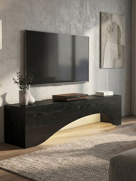 TV Stand Mara with LED Lighting Sencron Black L150xW31.4xH40cm
