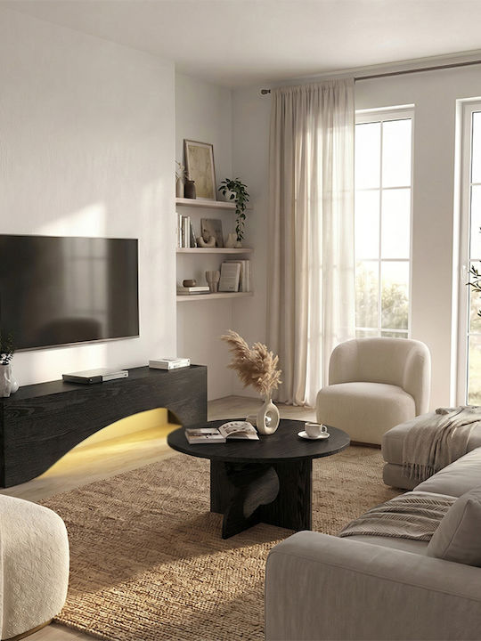 TV Stand Mara with LED Lighting Sencron Black L150xW31.4xH40cm