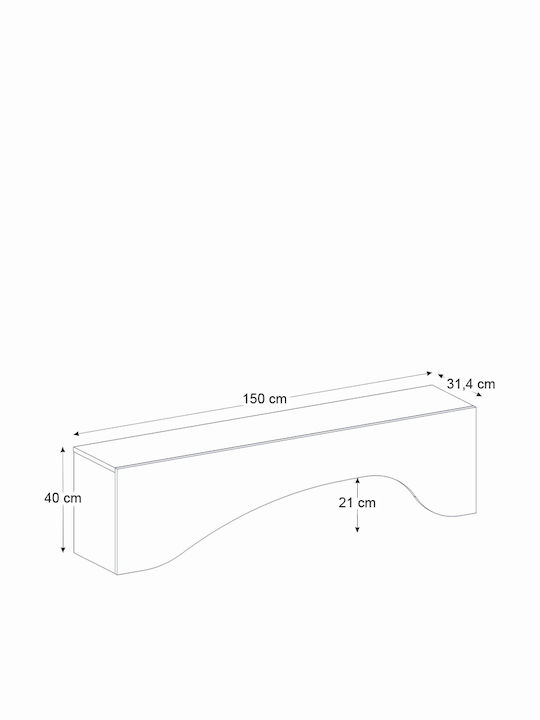 TV Stand Mara with LED Lighting Sencron Black L150xW31.4xH40cm