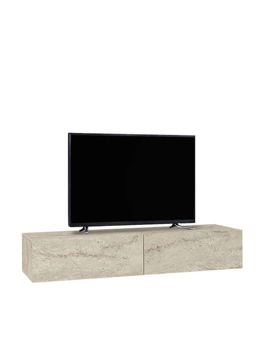TV Stand Aristo from Metal & Wood with LED Lighting Travertine L135xW31.6xH25cm