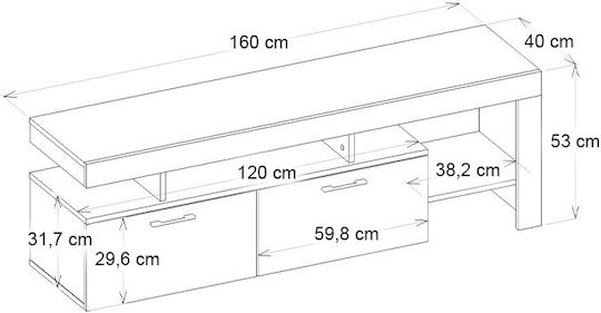 Έπιπλο Τηλεόρασης Acnes Travertine Μ160xΠ40xΥ53cm