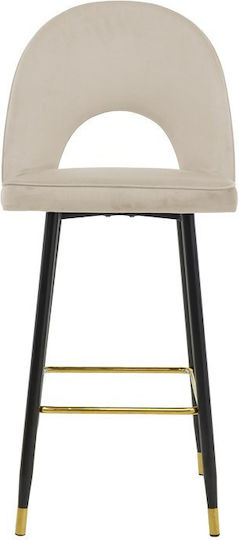 Скамеика Бар с Облегалка Метална Casenio Бежови 2 Броя 48x50x107см
