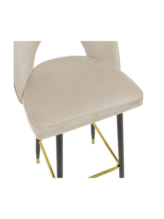Taburet Bar cu Spătar Metalic Casenio Bej 2 Bucăți 48x50x107 cm