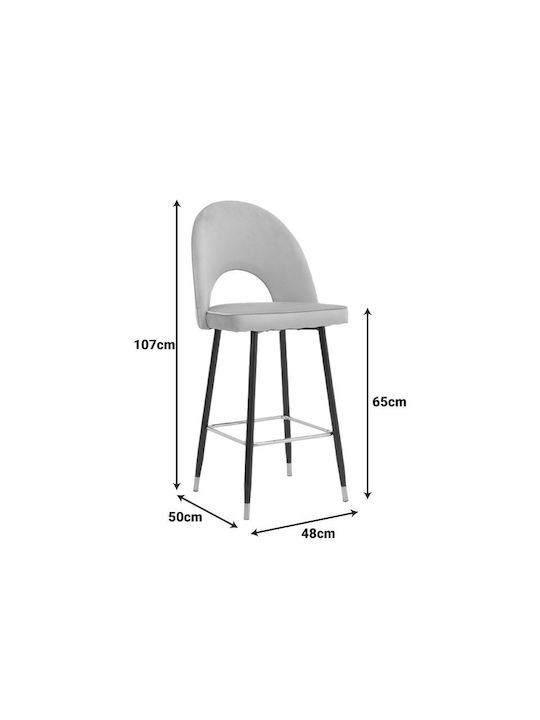 Taburet Bar cu Spătar Metalic Casenio Bej 2 Bucăți 48x50x107 cm