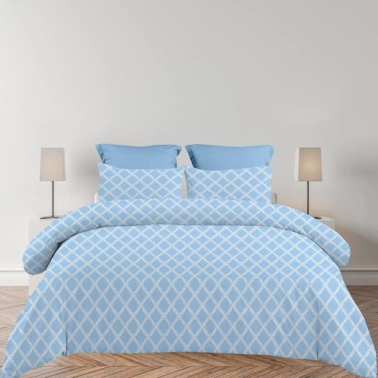 Astron Italy Lucia Σετ Σεντόνια King Size με Λάστιχο 260x280εκ. Lucia Blue (4τμχ)