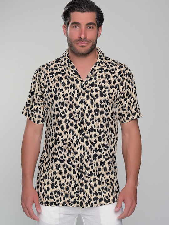 Leopard Short Sleeve Shirt Beige
